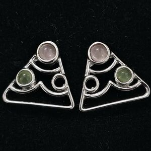 Sterling Silver Tourmaline Cluster Earrings | Rhodium Plated